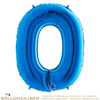 Folienballon Zahl 0 Blau Metallic 101cm = 40inch