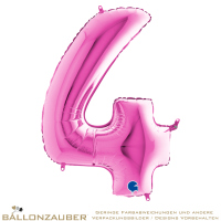 Folienballon Zahl 4 Pink Metallic 101cm = 40inch