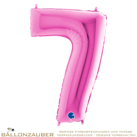 Folienballon Zahl 7 Pink Metallic 101cm = 40inch