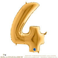 Folienballon Zahl 4 Gold Metallic 101cm = 40inch