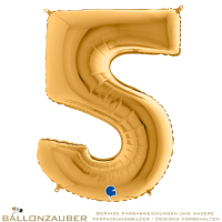 Folienballon Zahl 5 Gold Metallic 101cm = 40inch