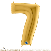Folienballon Zahl 7 Gold Metallic 101cm = 40inch