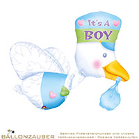 Folienballon Storch Its a Boy blau 81cm = 32inch