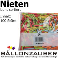Nieten Lose bunt sortiert 100er Beutel Verlosung Tombola Jahrmarkt Fest Party Lose, Röllchen bunt sortiert, Nieten