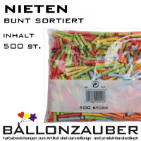 Nieten Lose 500er Beutel Verlosung Tombola Röllchen bunt sortiert, Nieten