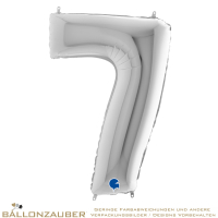 Folienballon Zahl 7 Silber Metallic 101cm = 40inch