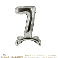 Folienballon StandUp Balloon Zahl 7 Silber Metallic 82cm = 32inch für Luftfüllung