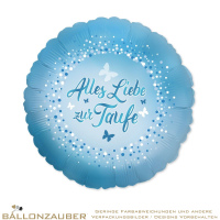 Folienballon Rund Alles Liebe zur Taufe blau metallic 45cm = 18inch