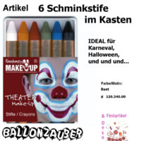 Schminkstifte 6 Stück Make Up Schminke Party Karneval Kindergeburtstag Halloween