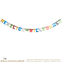 Herzlich Willkommen Girlande Buchstaben Bunt zum Aufhängen