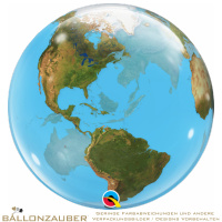 Folienballon Bubble Planet Earth Bunt Transparent 56cm = 22inch