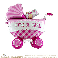 Folienballon Kinderwagen Its a Girl Rosa 107cm = 42inch
