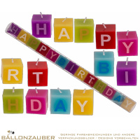 Kerzen Würfel Happy Birthday Bunt einzeln zum Anzünden