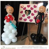Ballonfiguren Brautpaar Hochzeit schwarz weiß fertig modelliert je ca. 160cm hoch