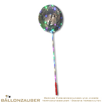 Bobo-Ballon Rund LED-Draht mit ca. 30 LEDs bunt leuchtend 38cm = 15inch am Stab für Luftfüllung