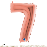 Folienballon Zahl 7 Rosegold Metallic 101cm = 40inch