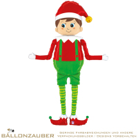 Folienballon Airwalker Weihnachtself bunt metallic 168cm = 66inch