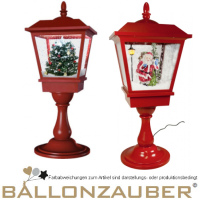 Tischlaterne Santa mit LED, Musik und Schneeeffekt rot