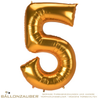 Folienballon Zahl 5 gold metallic 140cm = 55inch