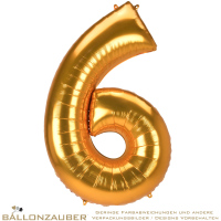 Folienballon Zahl 6 gold metallic 140cm = 55inch