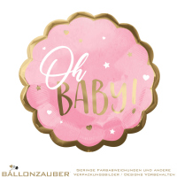 Folienballon Rund Oh Baby! Rosa 55cm = 22inch