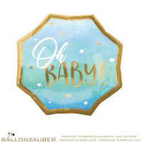 Folienballon Rund Oh Baby! Blau 55cm = 22inch