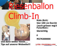 Latexballon Einsteigeballon Climb In Blau Transparent Ø160cm Umf. 450cm