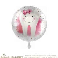 Folienballon Rund Zahn Mrs. Tooth Bunt Satin 45cm = 18inch