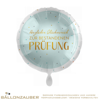 Folienballon Rund herzlichen Glückwunsch zur betandenen Prüfung Bunt Satin 45cm = 18inch