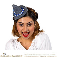 Hut Mini Trachtenhut Oktoberfest Filzhut Bayern Hut Kostüm Karneval Party Deko Hut grau/blau/weiss