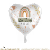 Folienballon Herz zur Taufe alles Gute weiß metallic 45cm = 18inch