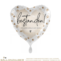 Folienballon Herz Bestanden! Wir sind stolz auf dich Bunt Satin 45cm = 18inch