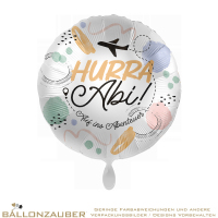Folienballon Rund Hurra ABI! Auf ins Abenteuer Bunt Satin 45cm = 18inch