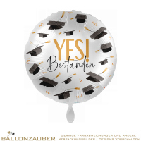 Folienballon Rund YES! Bestanden Bunt Satin 45cm = 18inch