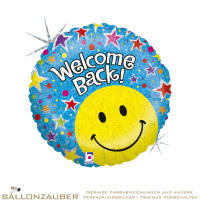 Welcome Back Folienballon Rund Bunt Holografisch 45cm = 18inch