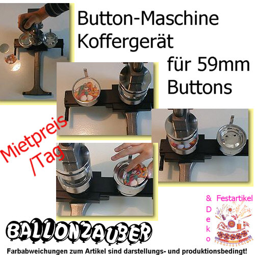 Buttonmaschine f. Buttons 59 mm Effektgert Tagesmiete