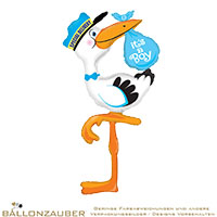 Folienballon Airwalker Storch Its a Boy Blau, Weiß 153cm = 60inch