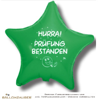 Folienballon Stern Hurra! Prüfung bestanden grün 45cm = 18inch