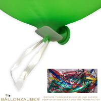 Ballonverschluss 120cm Glanzband mit Verschlussscheibe eckig Kunststoff Schnellverschluss bunt sortiert