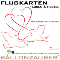 50 Stück Weitflugkarten Hochzeitsmotiv Tauben weiß rot für Hochzeitskarte weiß mit 2-stg roten Druck, Tauben + Herzen + Adressdaten Ballon Luftballon