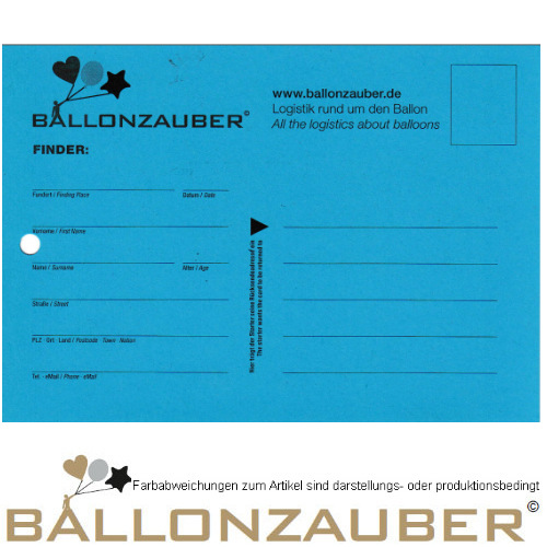 50 Stck Weitflugkarten Neutral Ballonzauber Standard blau fr